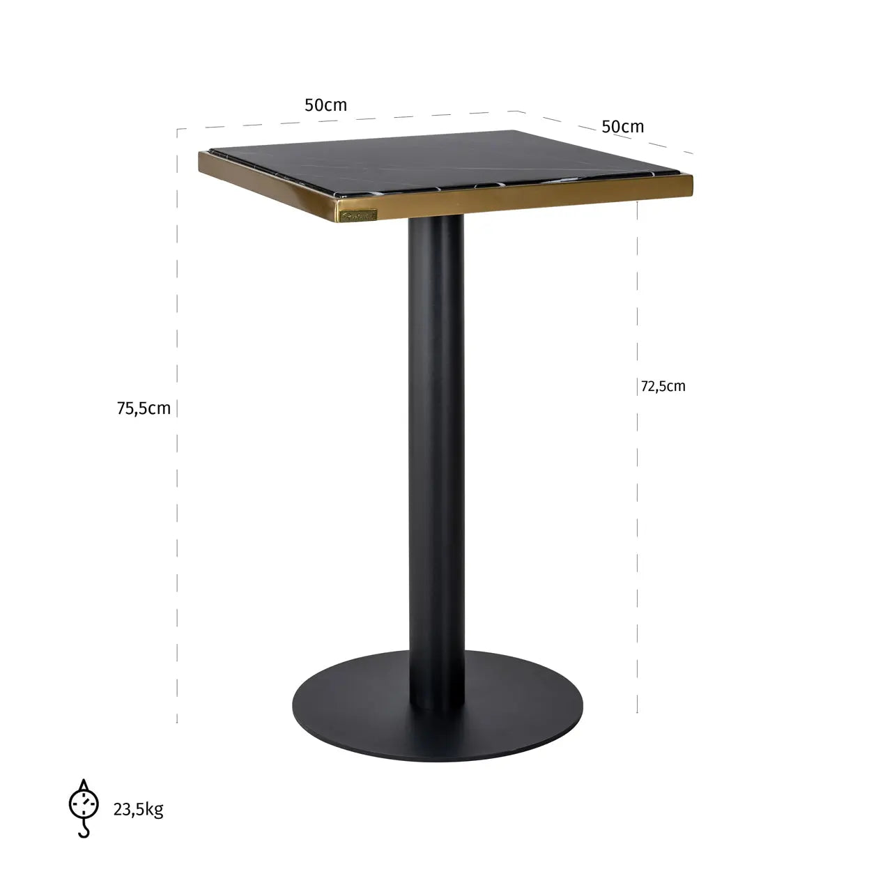 Richmond Interiors Zenza Bistro Table in Black and Gold 50x50cm  Nicholas John Interiors