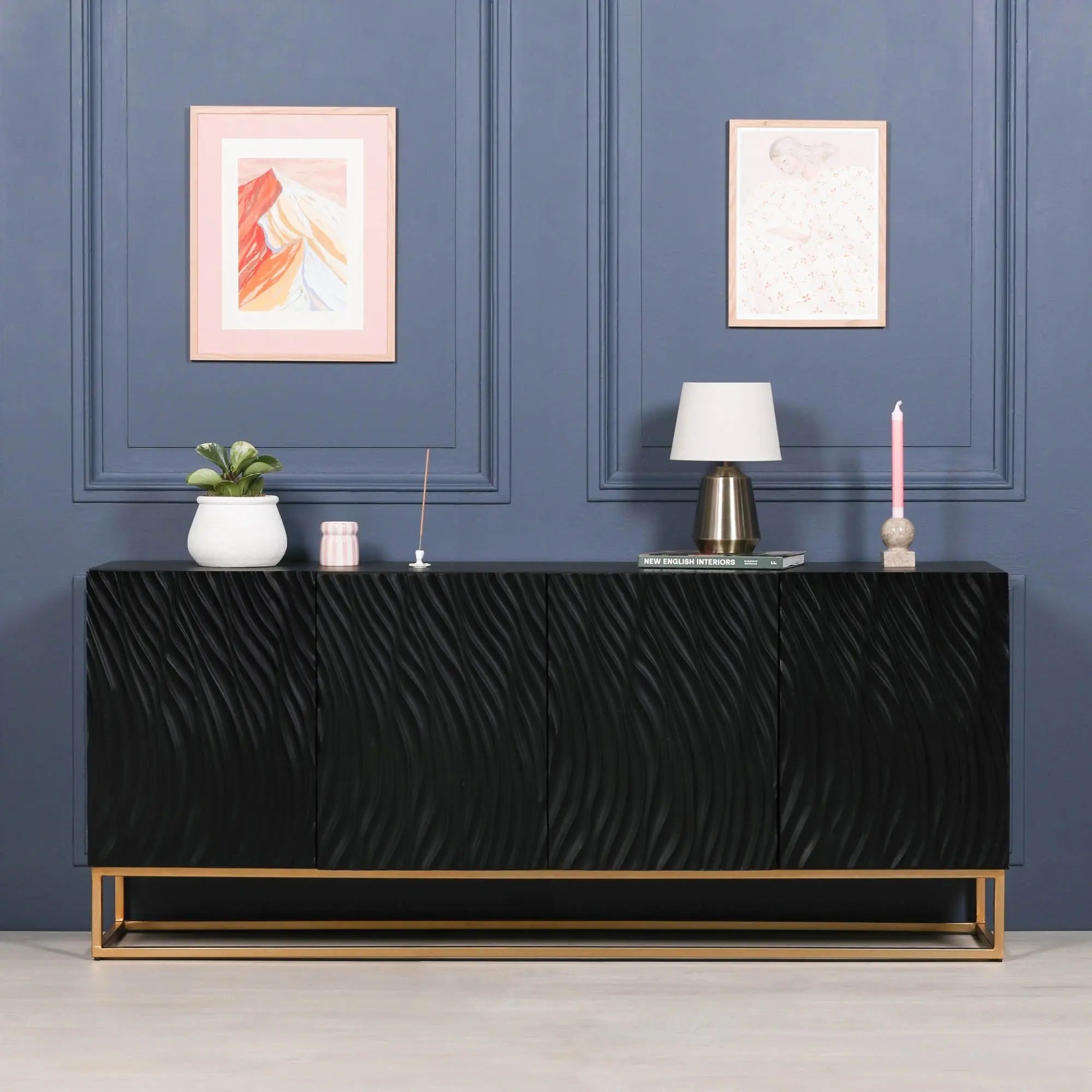 Ripples Black Painted Sideboard   Nicholas John Interiors
