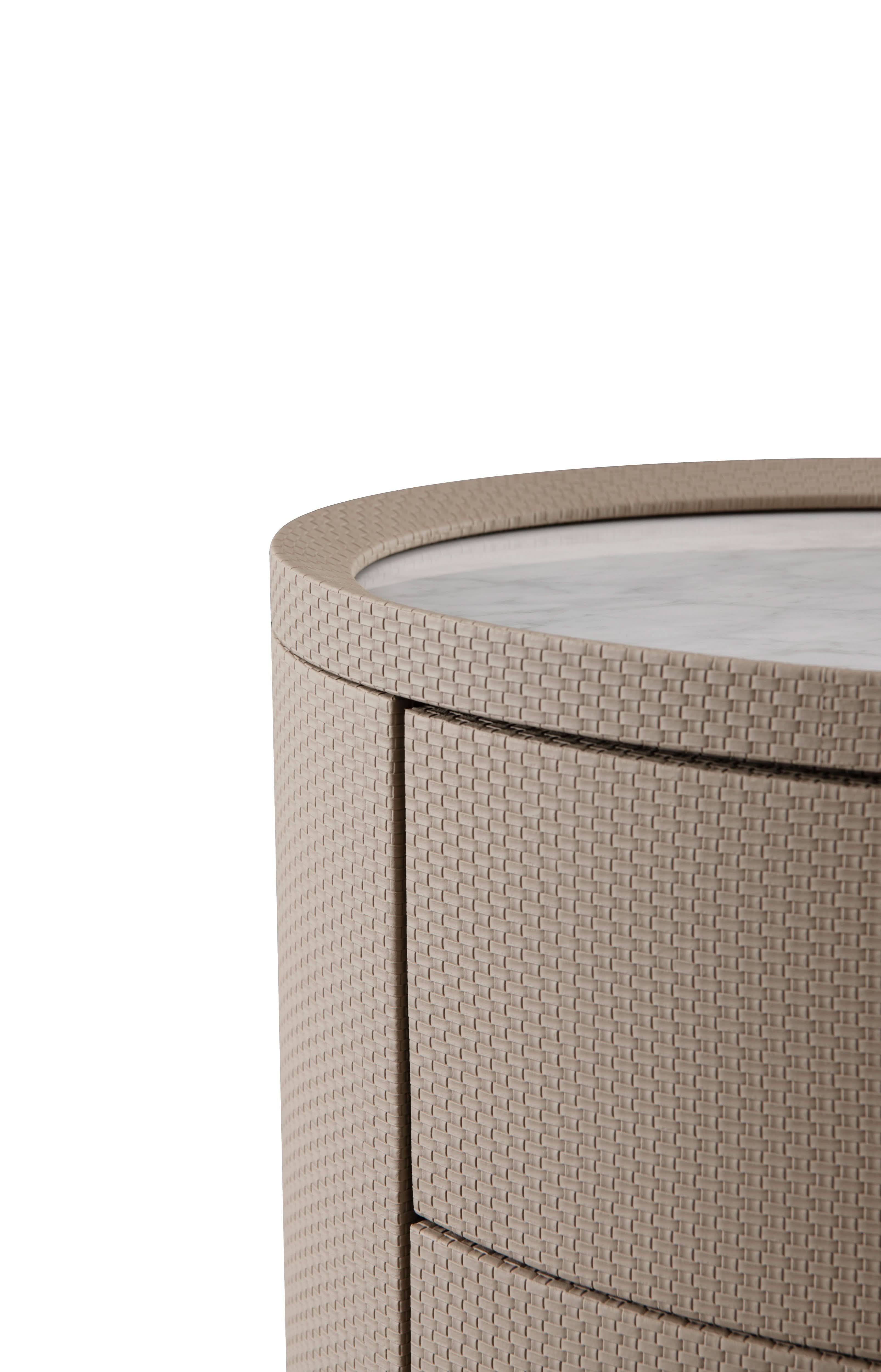 Ritz Bedside Table - White Marble   Nicholas John Interiors