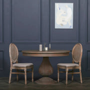Round Pedestal Acorn Dining Table 120cm in Dark Rustic Cedar Wood   Nicholas John Interiors