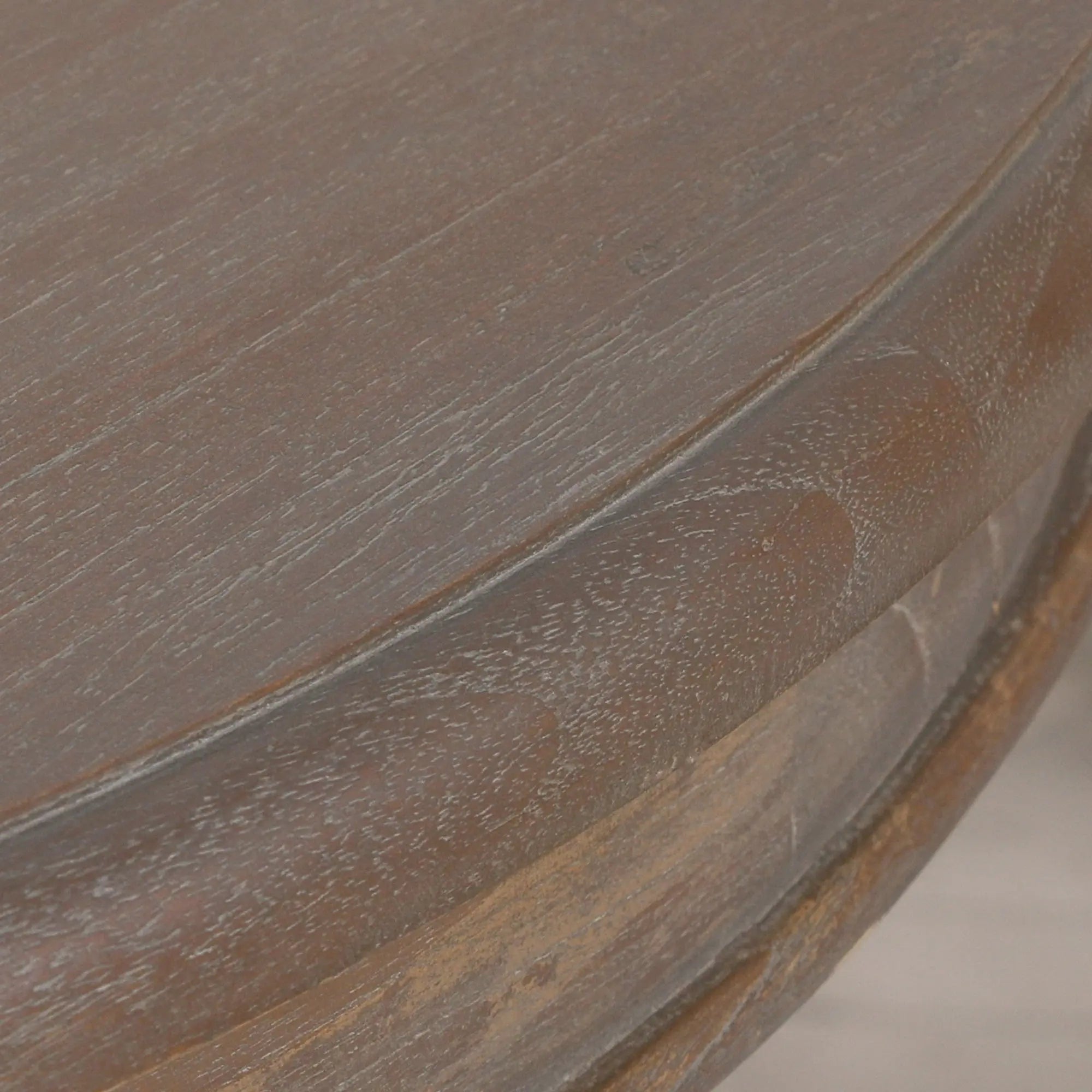 Round Pedestal Acorn Dining Table 120cm in Dark Rustic Cedar Wood   Nicholas John Interiors