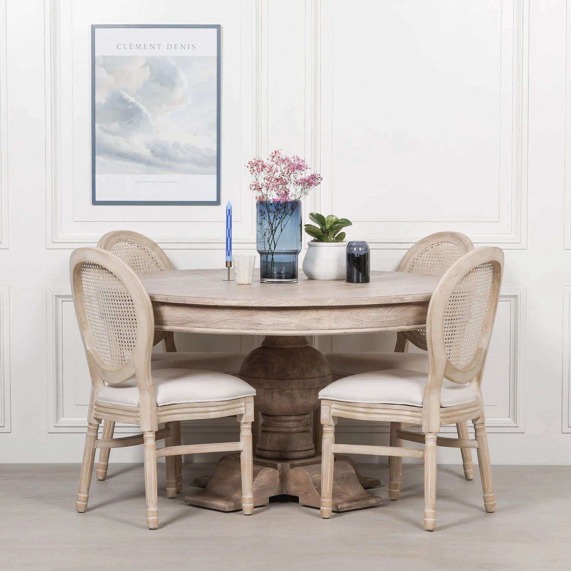 Rustic Acacia Round Ball Dining Table   Nicholas John Interiors