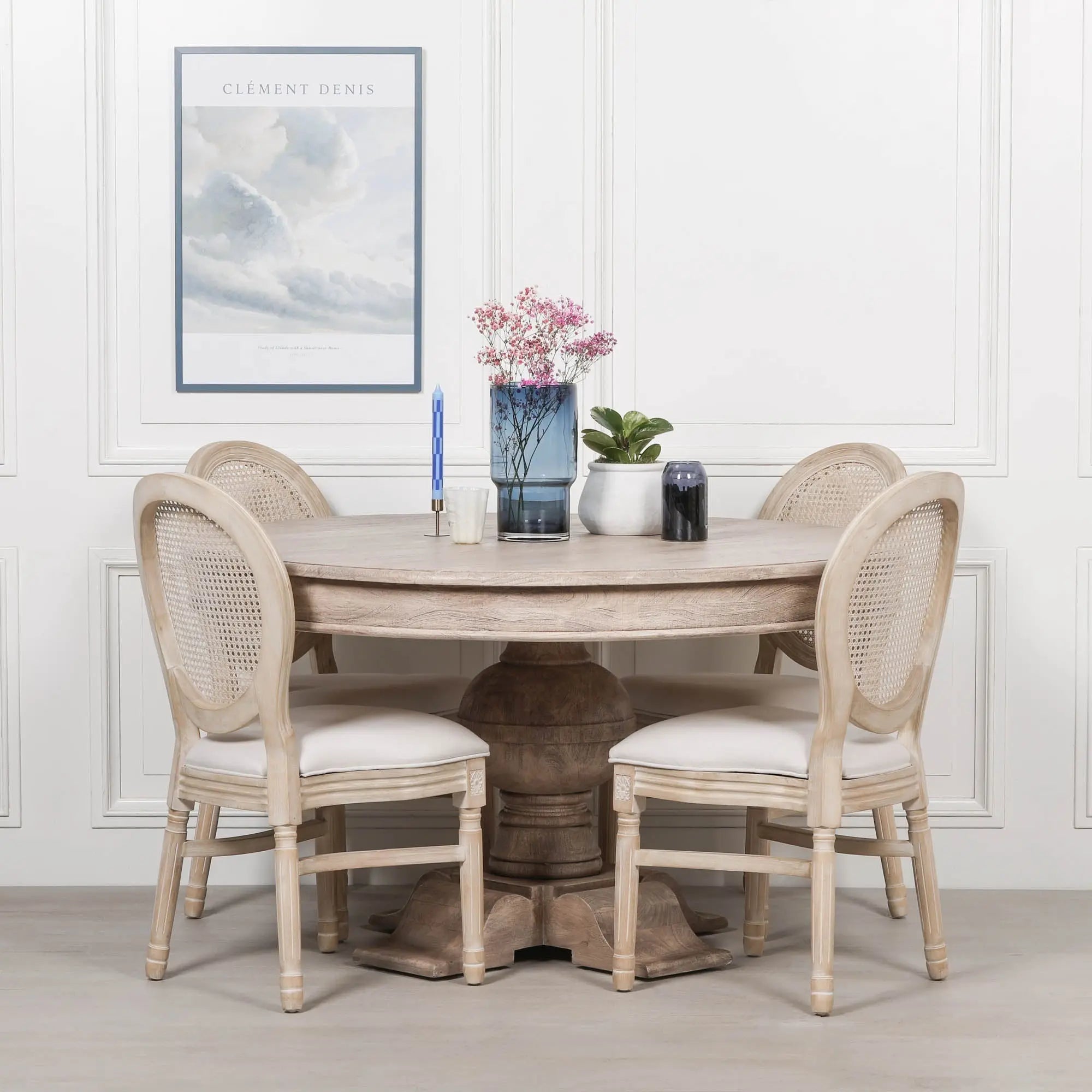Rustic Acacia Round Ball Dining Table   Nicholas John Interiors