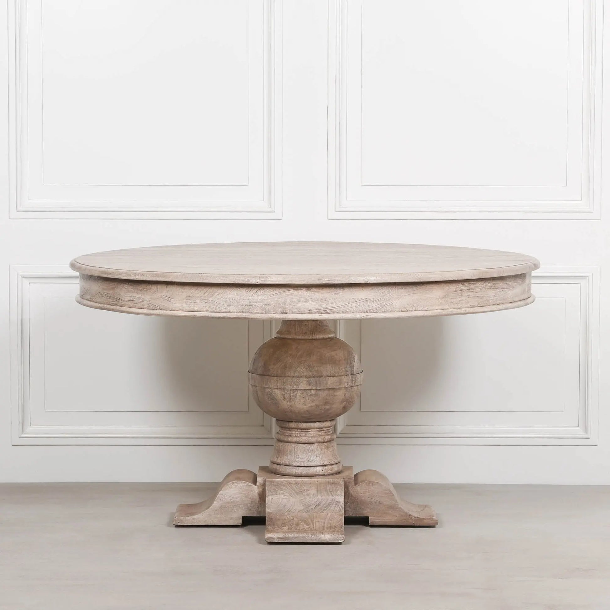 Rustic Acacia Round Ball Dining Table   Nicholas John Interiors