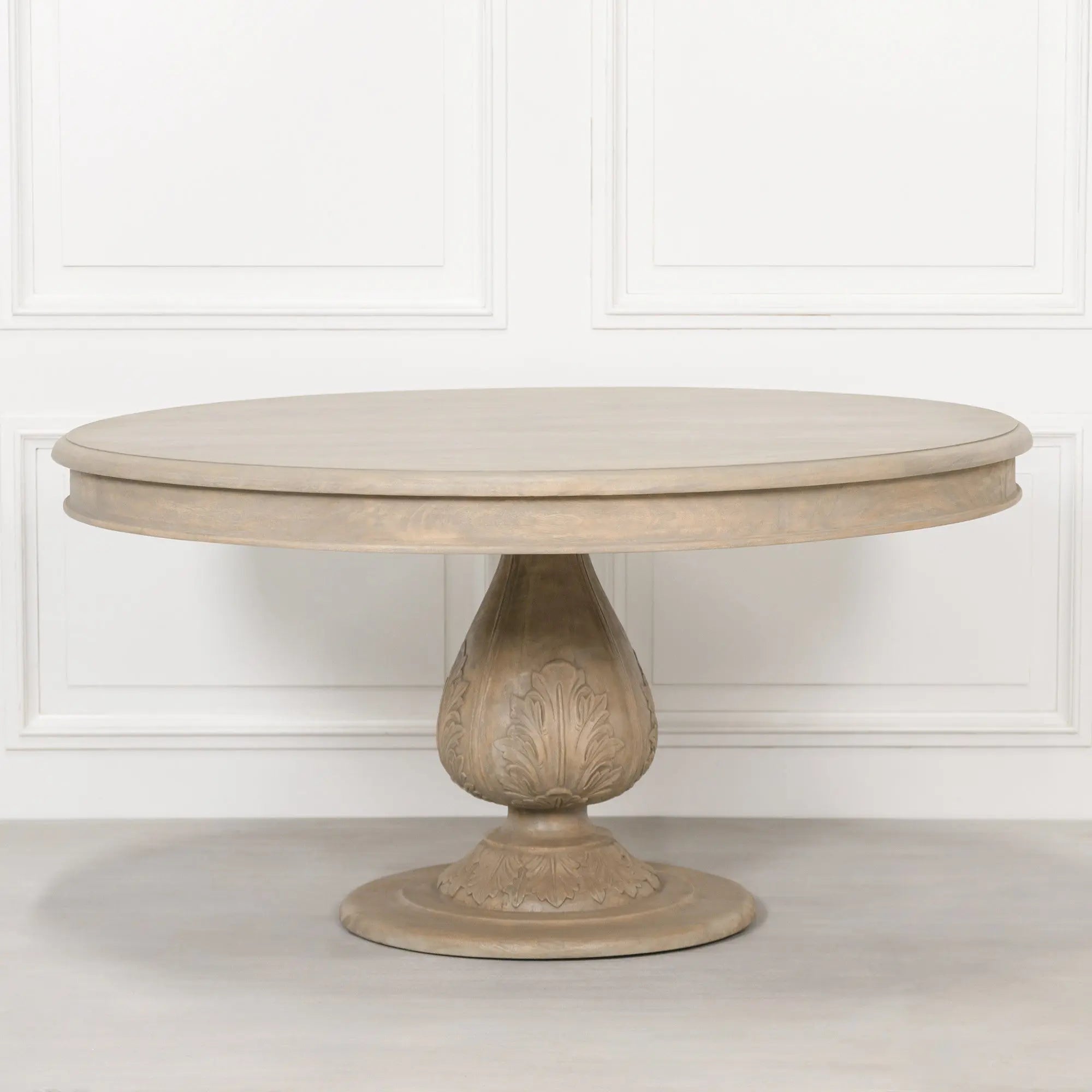 Rustic Light Wood 150cm Round Acorn Dining Table   Nicholas John Interiors