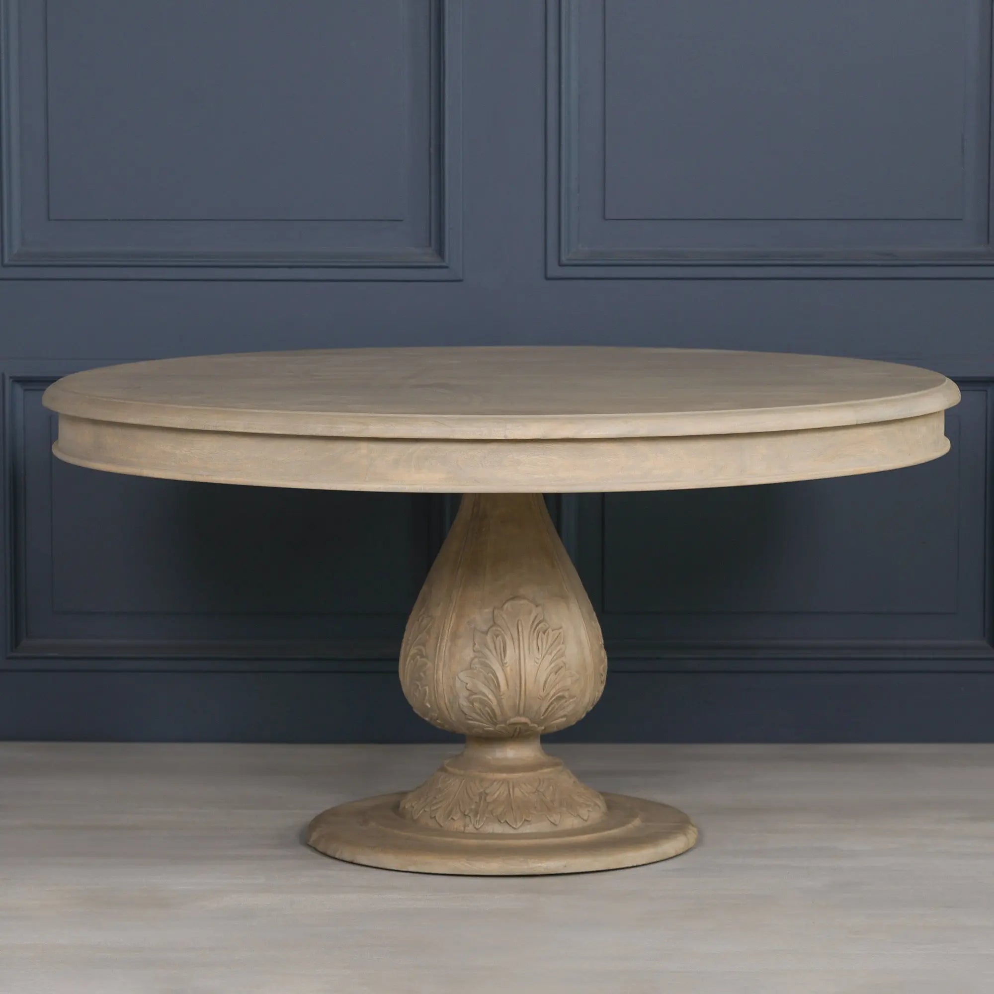 Rustic Light Wood 150cm Round Acorn Dining Table   Nicholas John Interiors