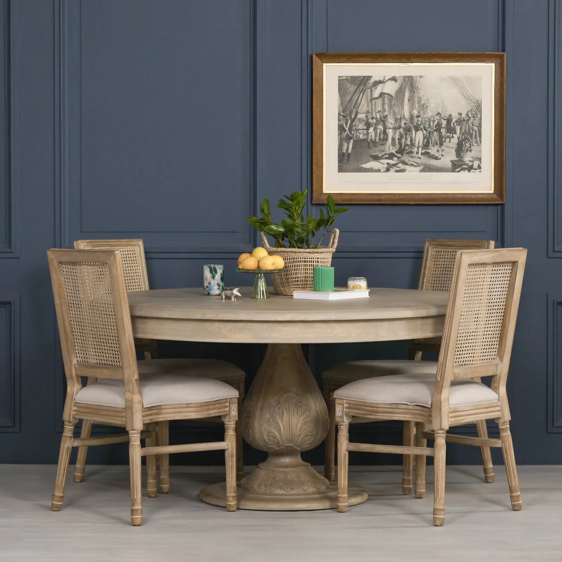 Rustic Light Wood 150cm Round Acorn Dining Table   Nicholas John Interiors