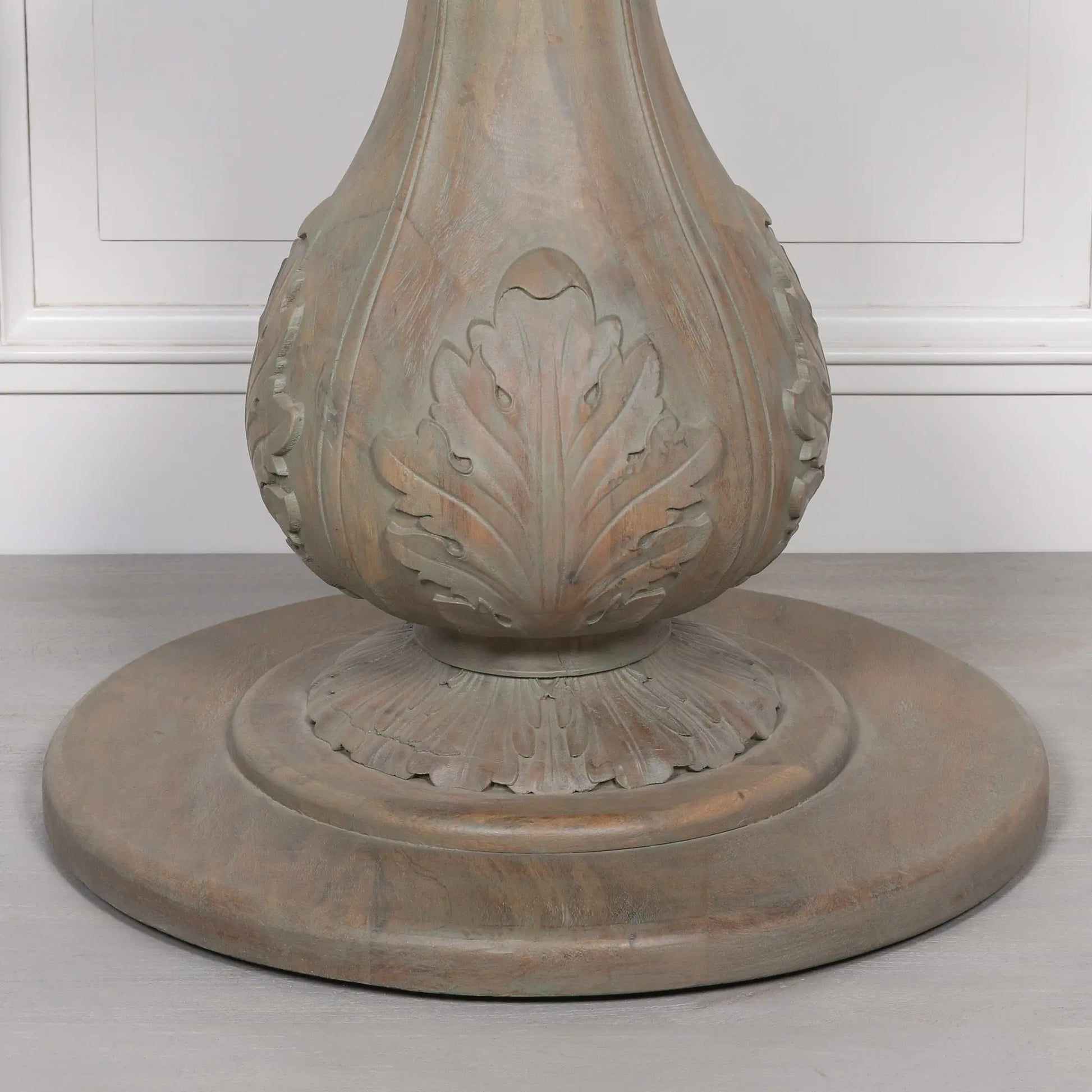 Rustic Washed 150cm Round Acorn Dining Table in Handcrafted Hardwood   Nicholas John Interiors