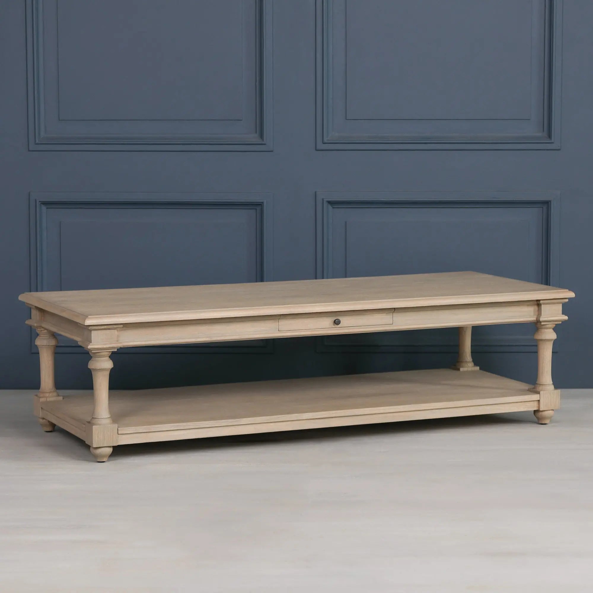 Rustic Wooden 170cm Coffee Table with Drawer   Nicholas John Interiors