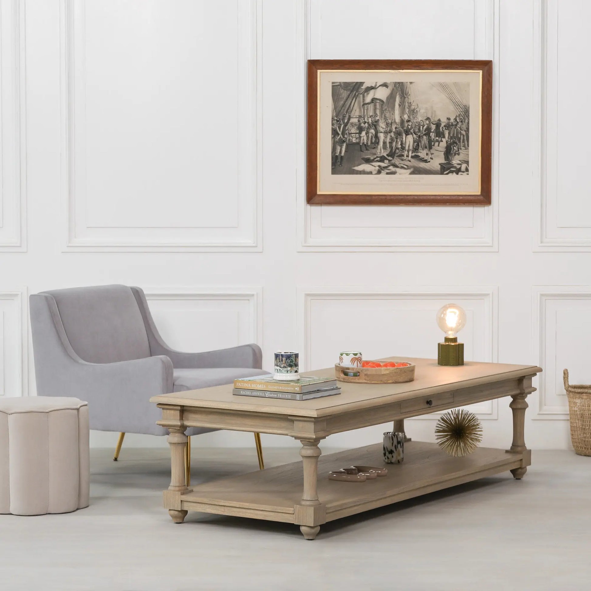 Rustic Wooden 170cm Coffee Table with Drawer   Nicholas John Interiors