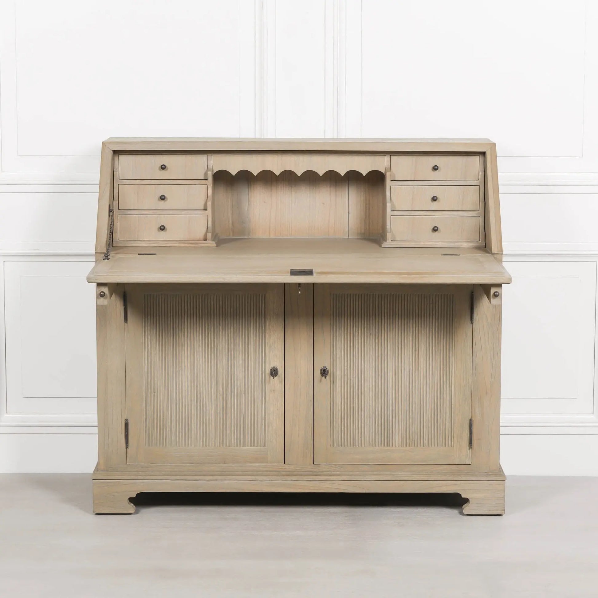 Rustic Wooden Bureau Desk   Nicholas John Interiors