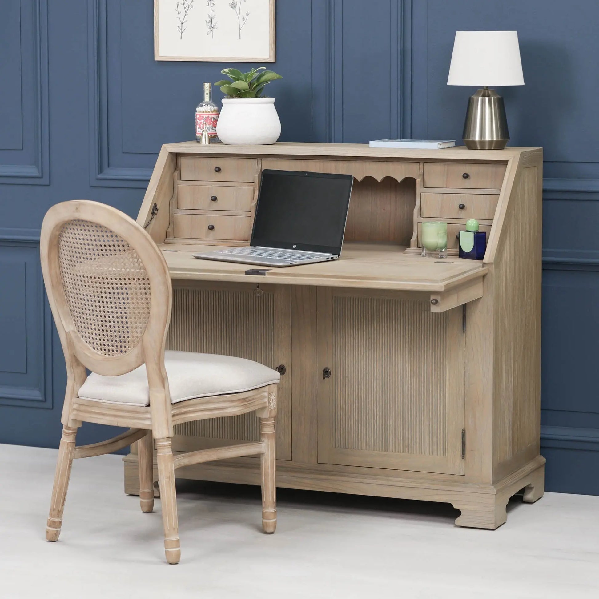 Rustic Wooden Bureau Desk   Nicholas John Interiors