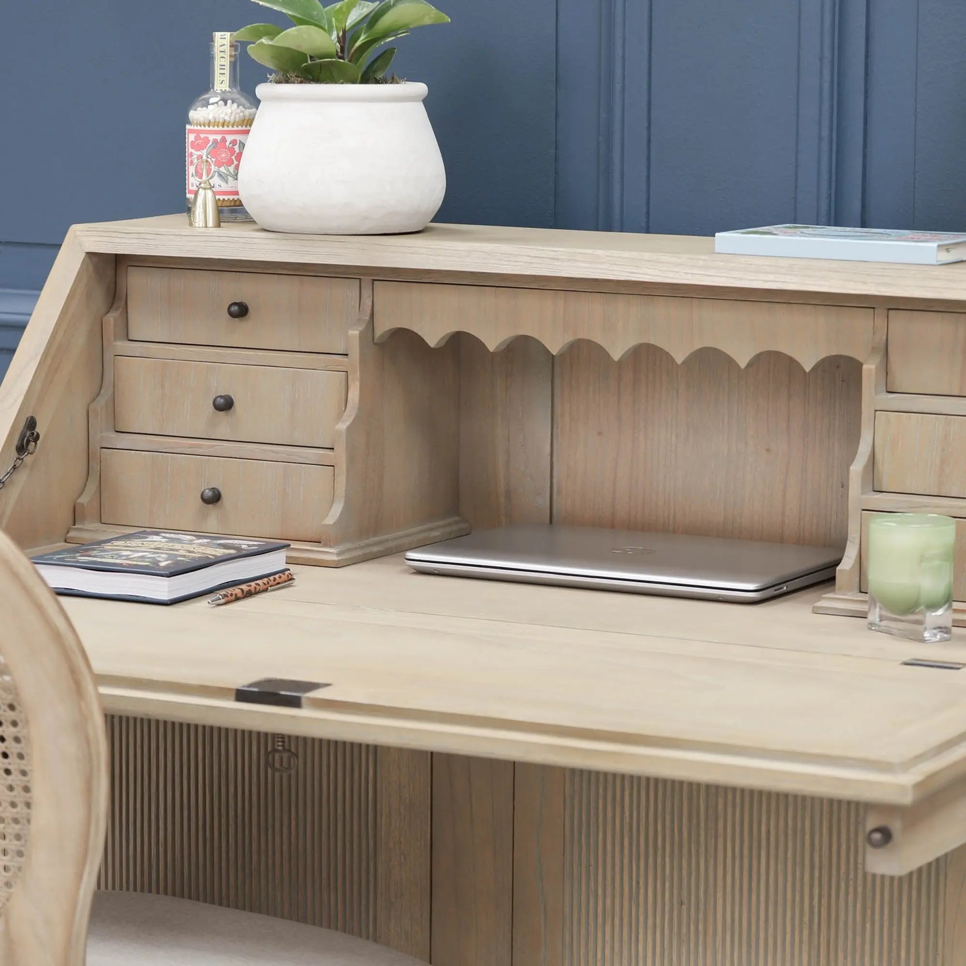 Rustic Wooden Bureau Desk   Nicholas John Interiors