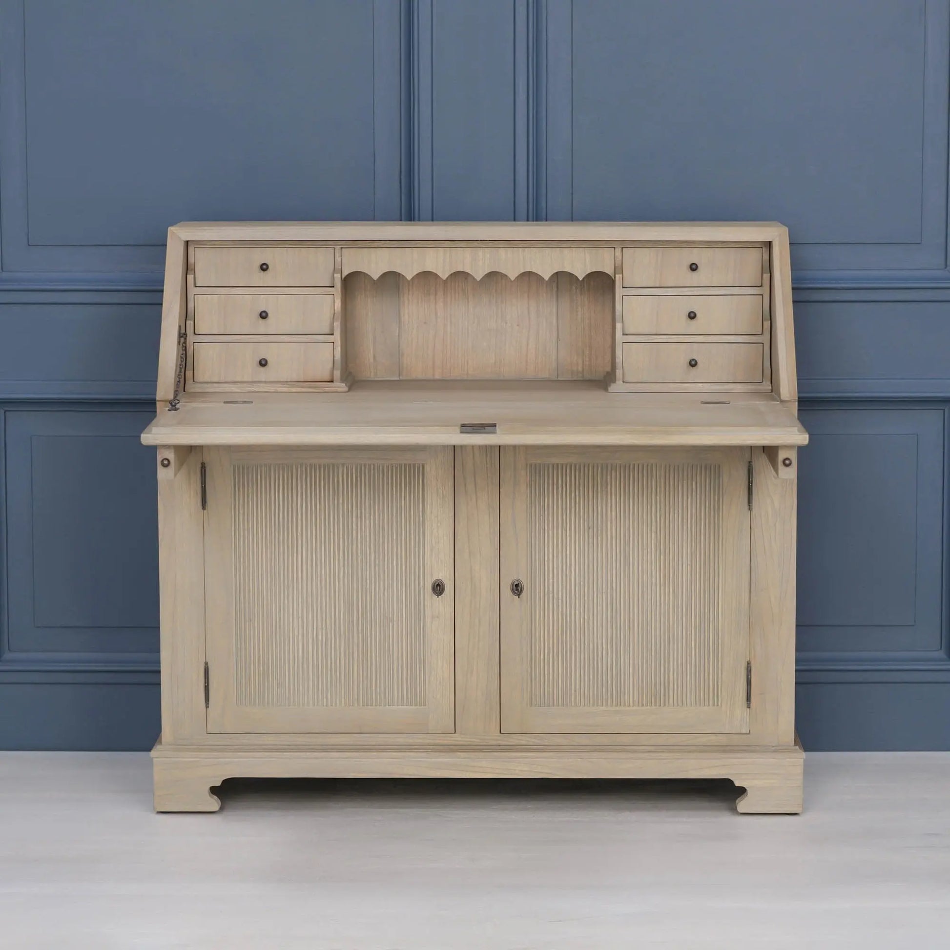 Rustic Wooden Bureau Desk   Nicholas John Interiors