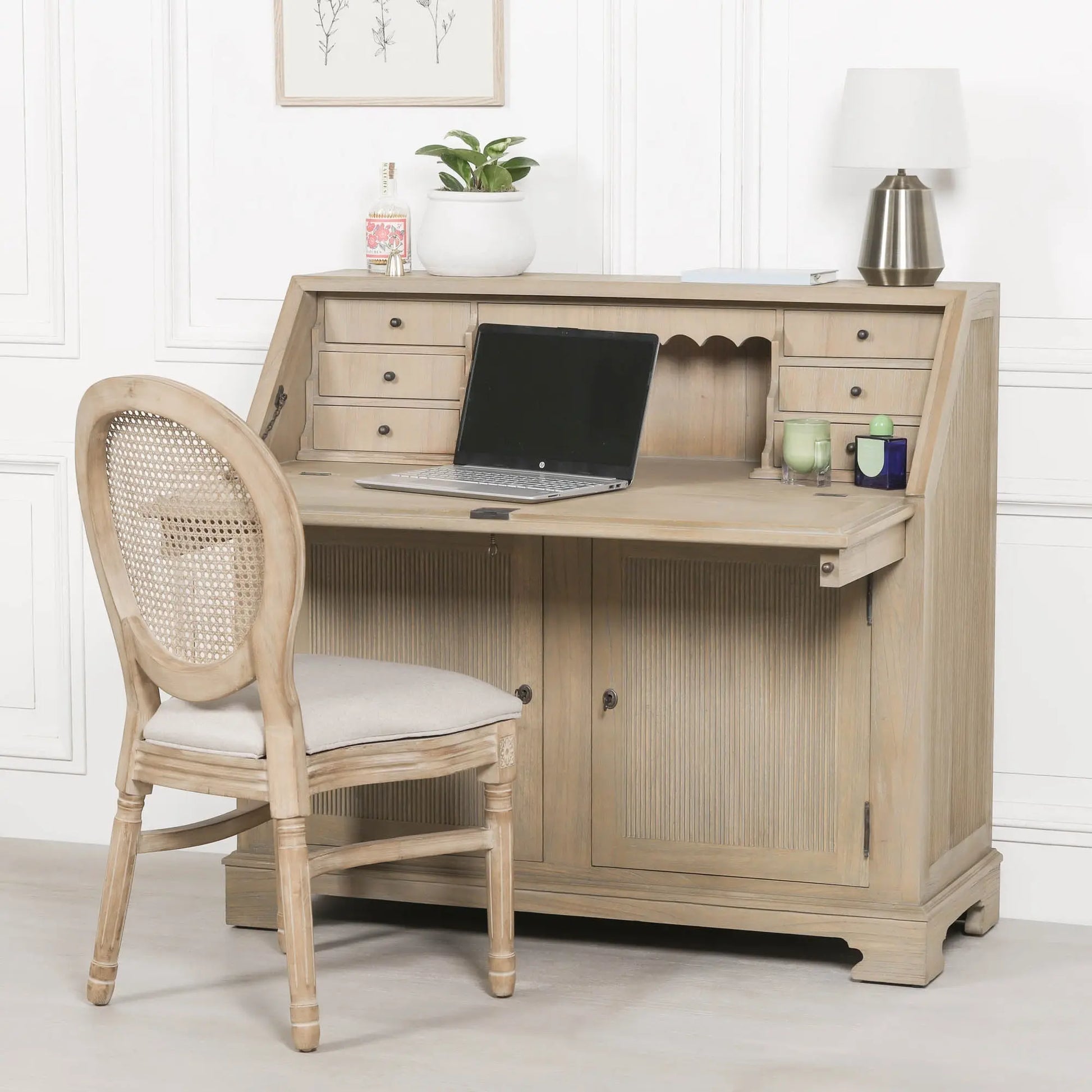 Rustic Wooden Bureau Desk   Nicholas John Interiors