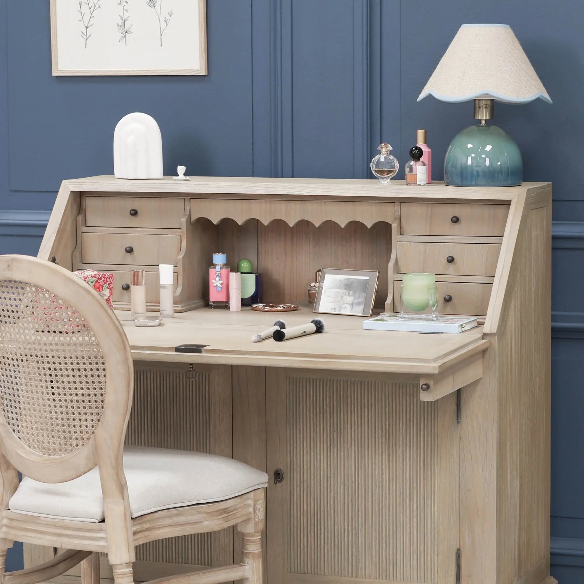 Rustic Wooden Bureau Desk   Nicholas John Interiors