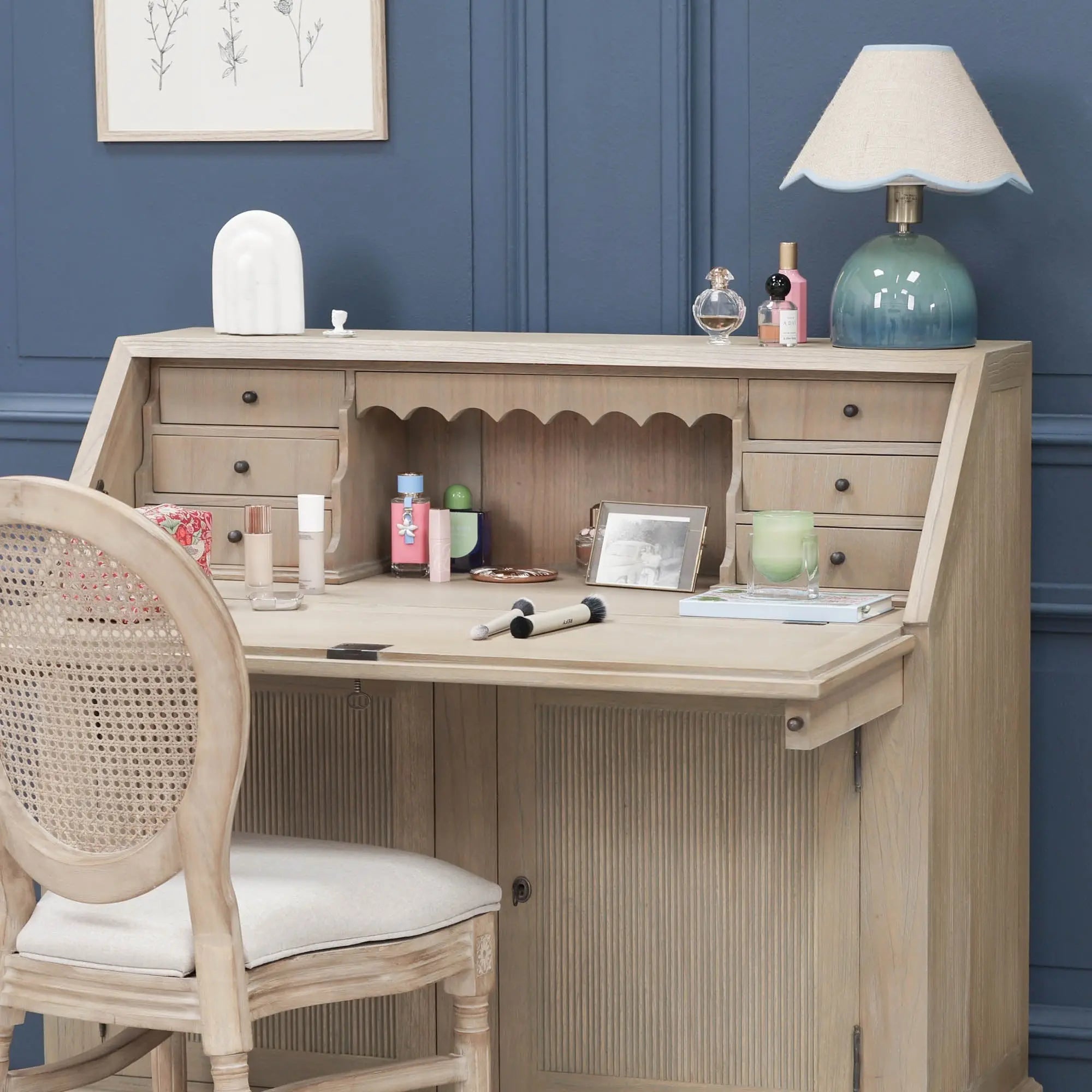 Rustic Wooden Bureau Desk   Nicholas John Interiors