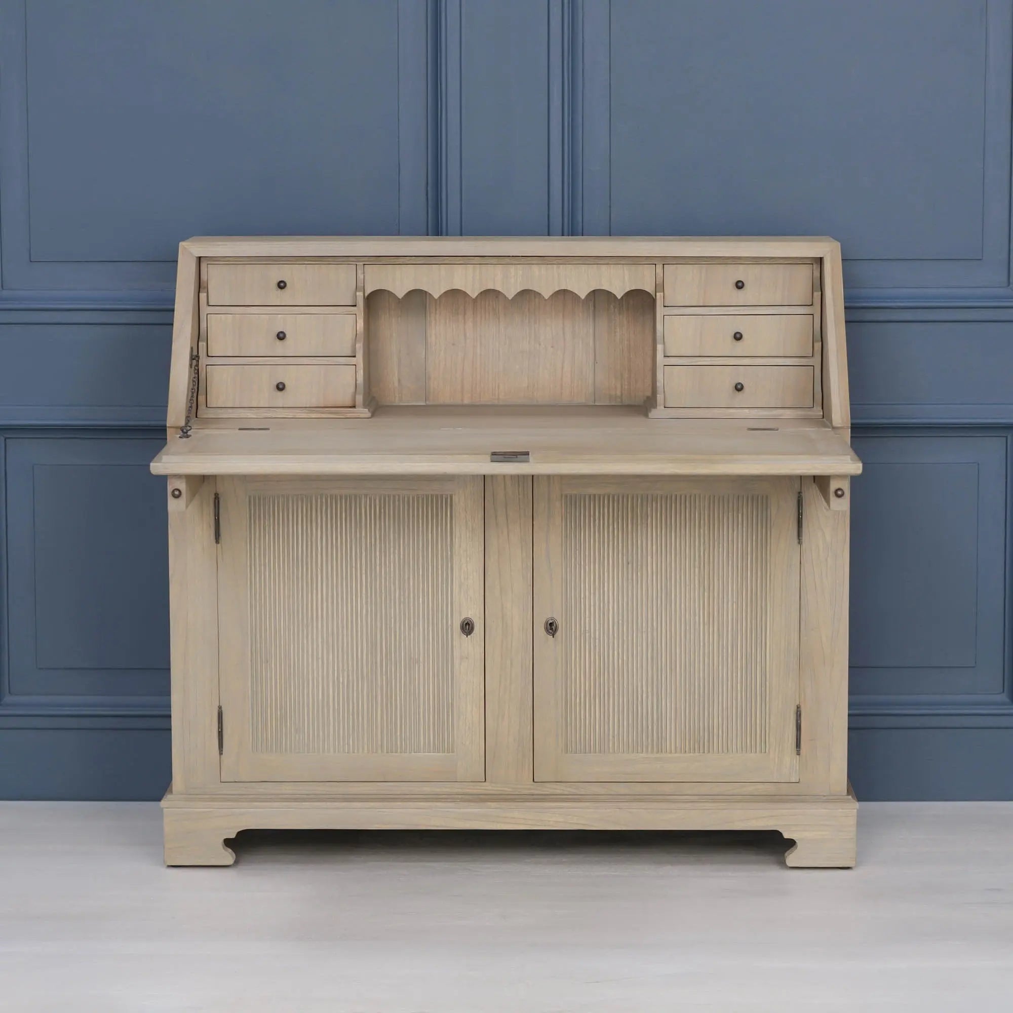 Rustic Wooden Bureau Desk   Nicholas John Interiors