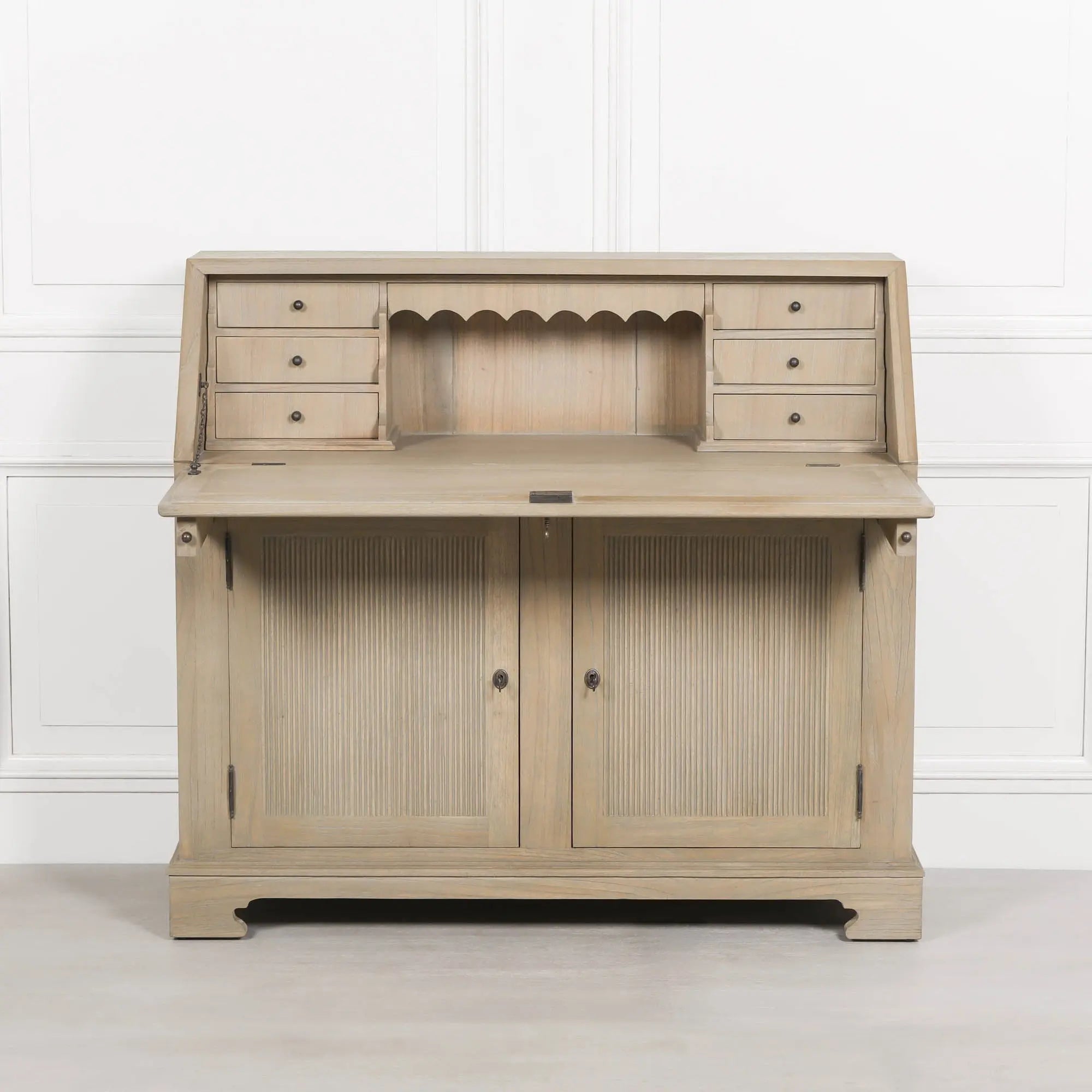 Rustic Wooden Bureau Desk   Nicholas John Interiors