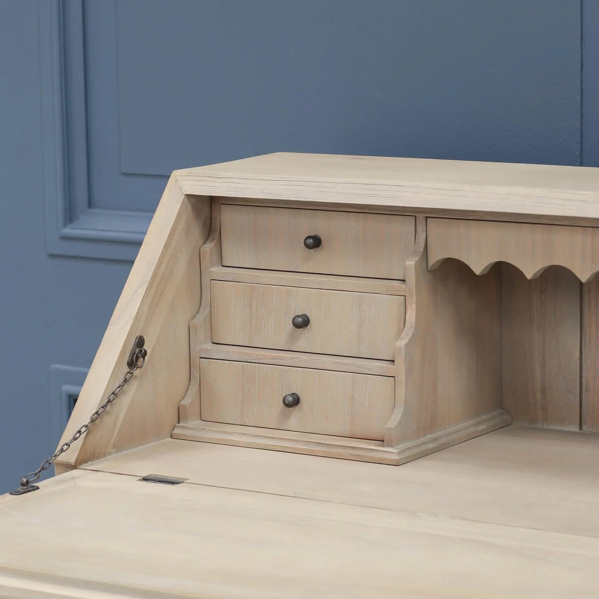 Rustic Wooden Bureau Desk   Nicholas John Interiors