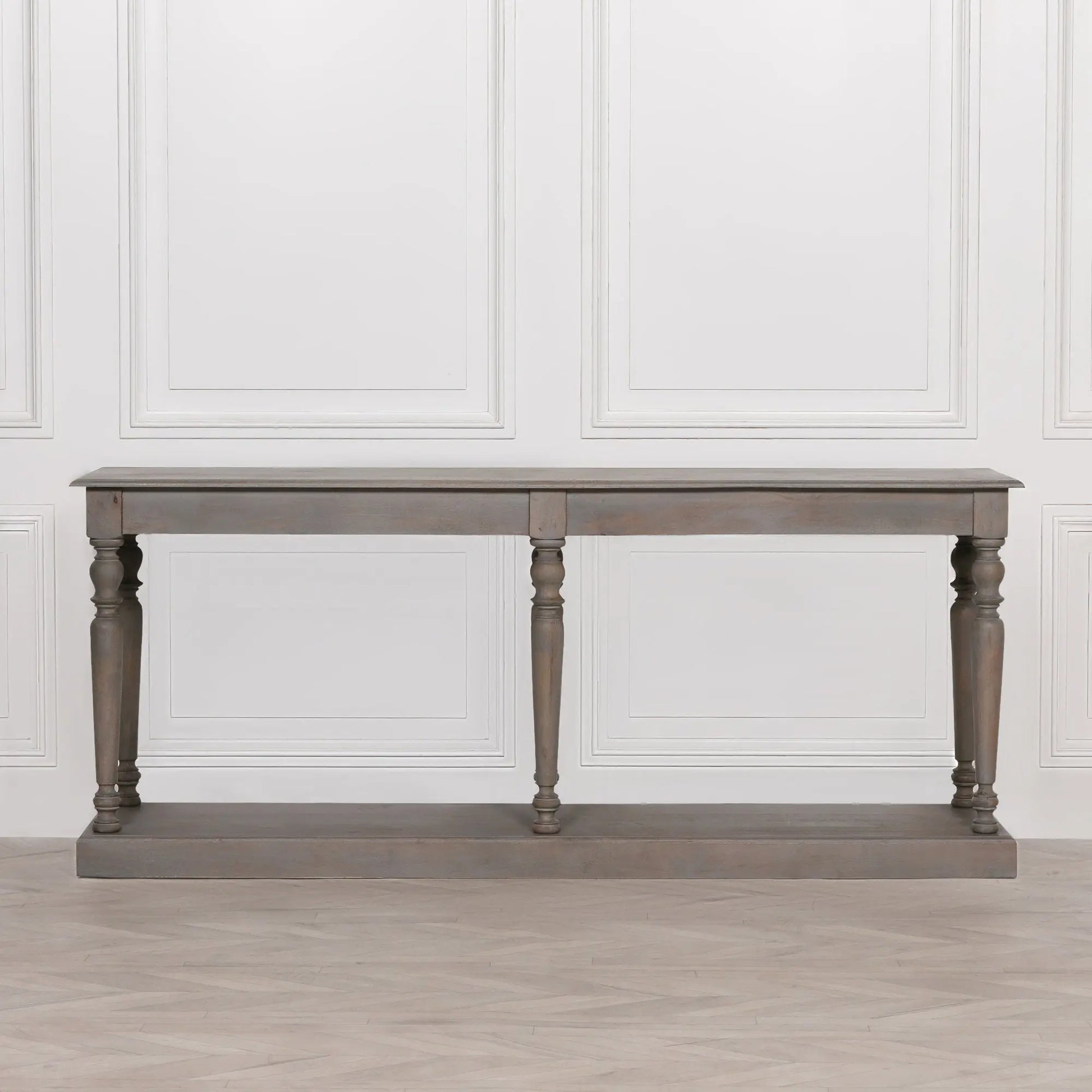 Rustic Wooden Column Leg Console   Nicholas John Interiors