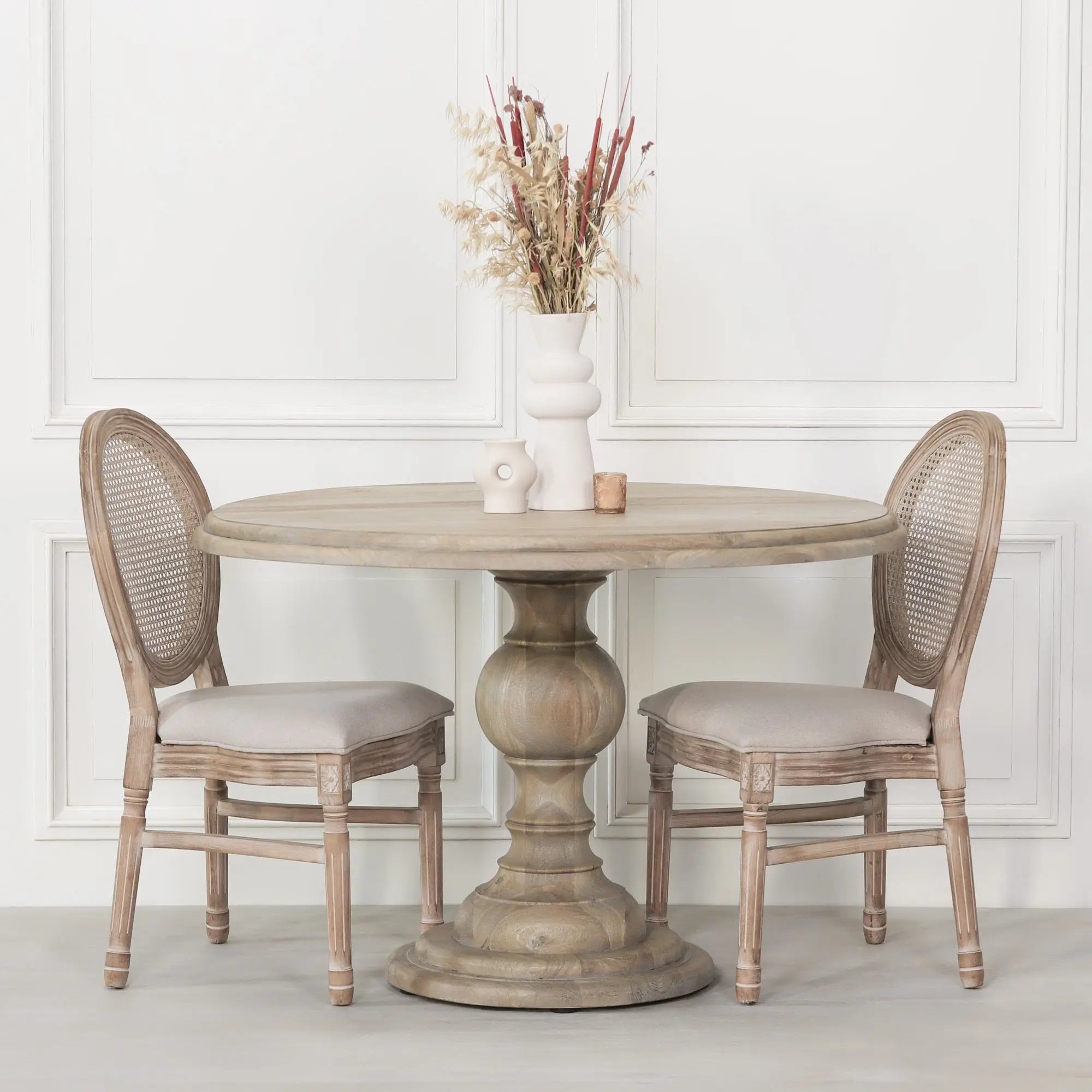 Rustic Wooden Round Dining Table 120cm   Nicholas John Interiors