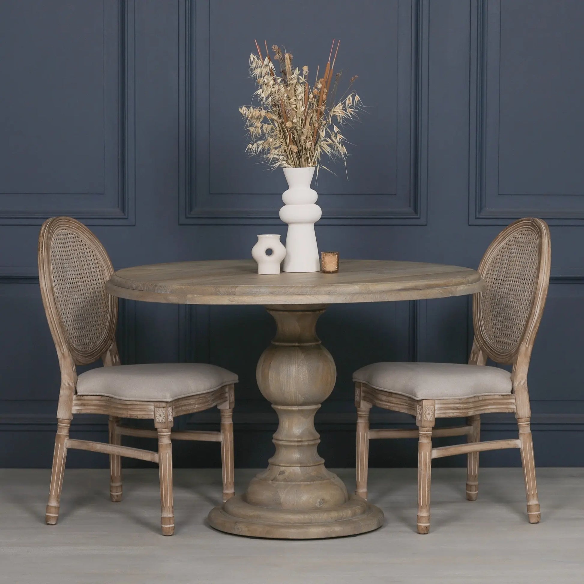 Rustic Wooden Round Dining Table 120cm   Nicholas John Interiors
