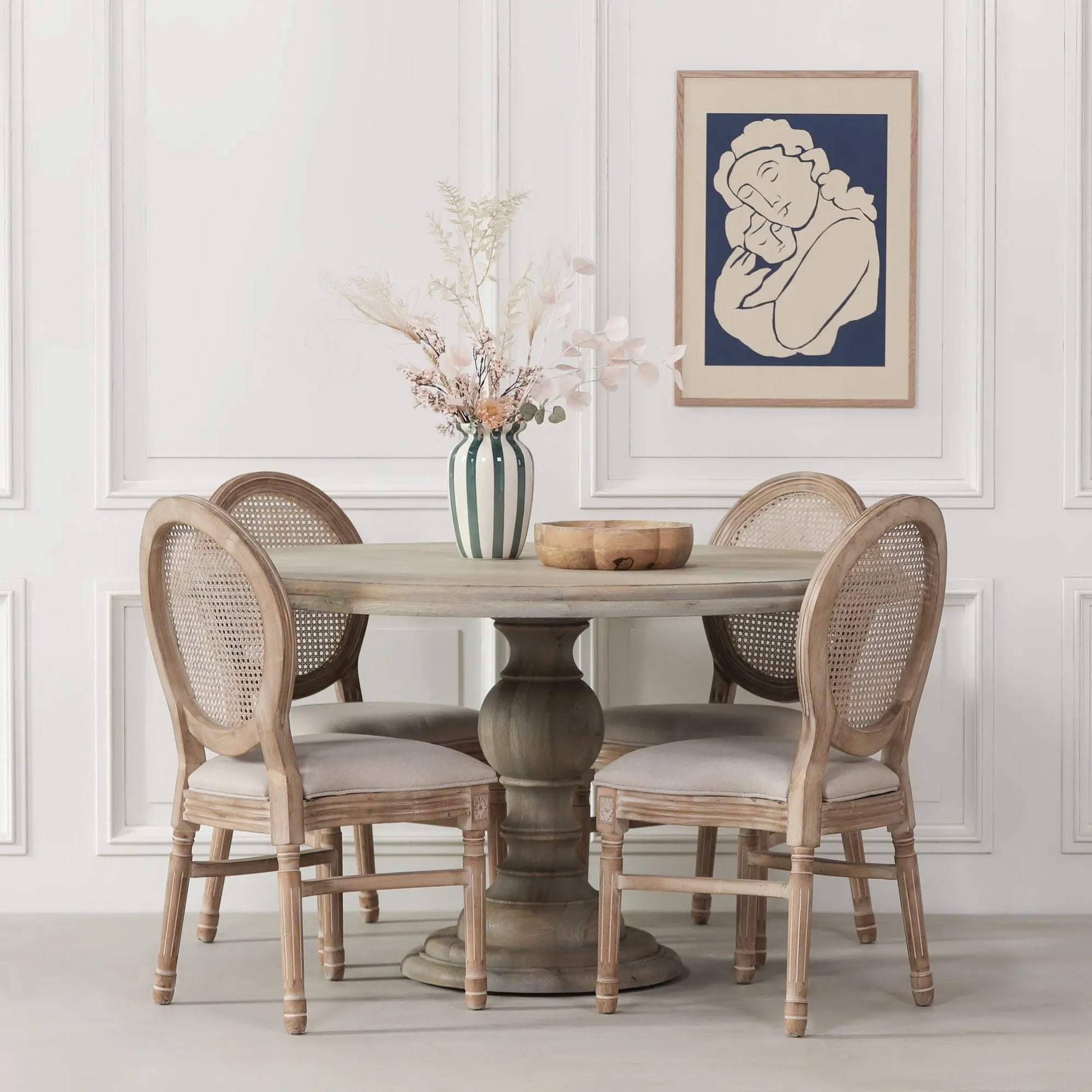 Rustic Wooden Round Dining Table 147cm – Handcrafted Solid Wood Table   Nicholas John Interiors