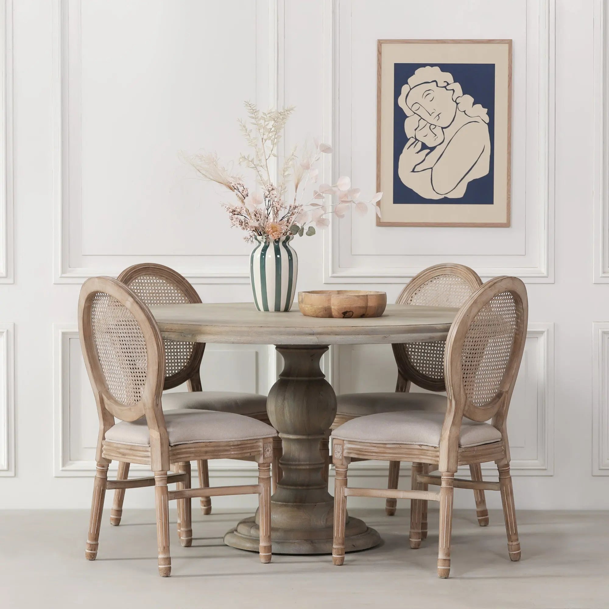 Rustic Wooden Round Dining Table 147cm – Handcrafted Solid Wood Table   Nicholas John Interiors