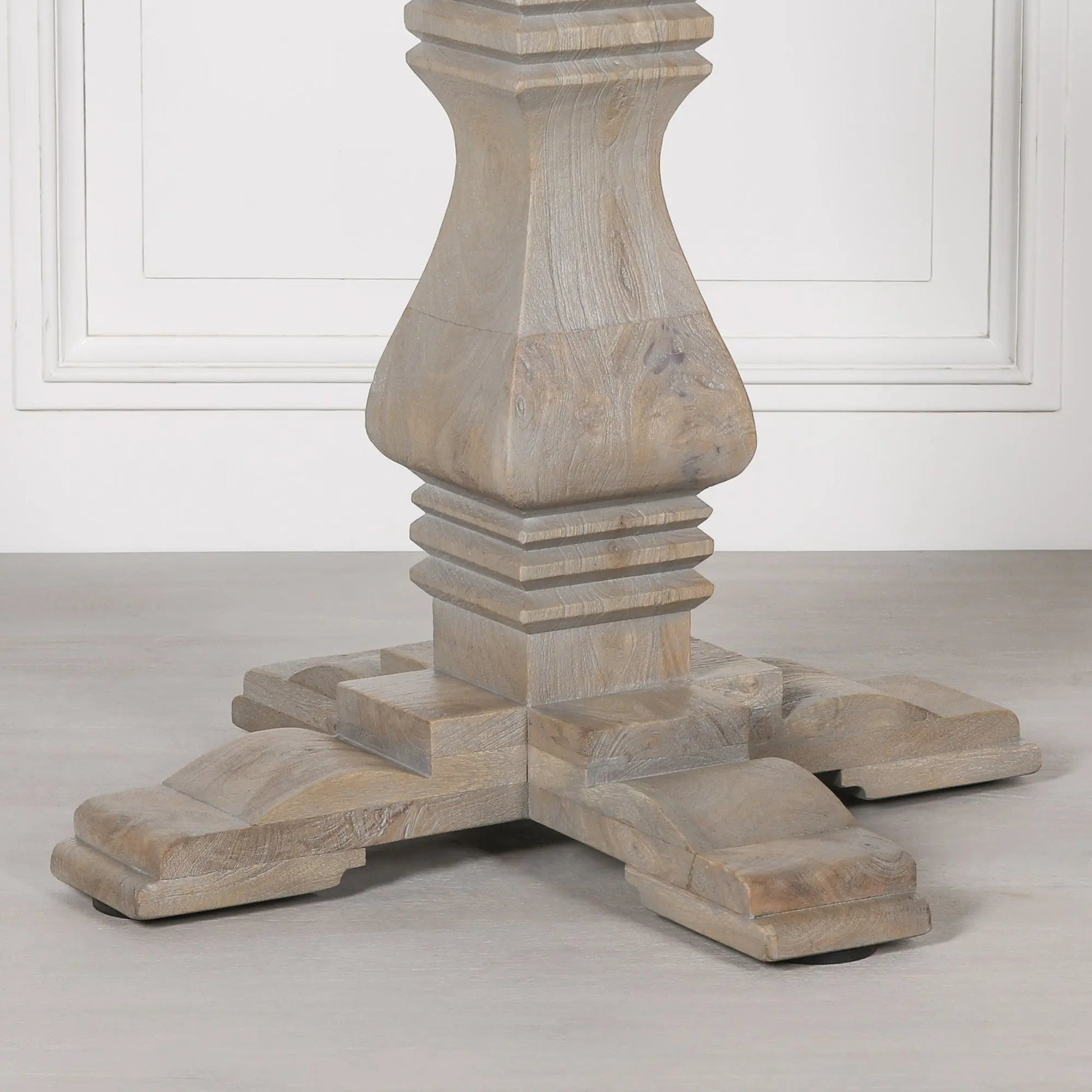 Rustic Wooden Round Pedestal Dining Table in White Cedar   Nicholas John Interiors