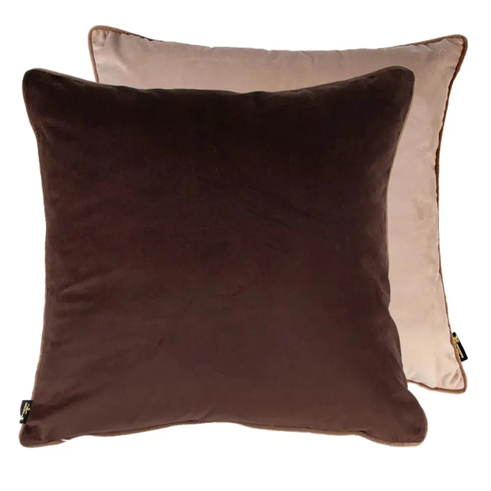 Paul Moneypenny Twofaced Choc And Taupe Cushion  Nicholas John Interiors