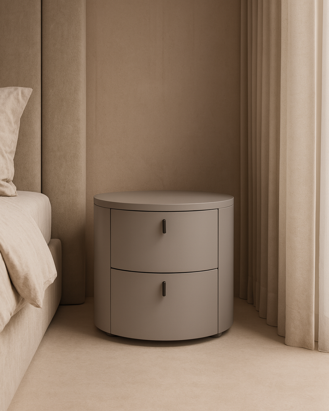 Tommy Franks Sims Bedside -  Matte Grey   Nicholas John Interiors