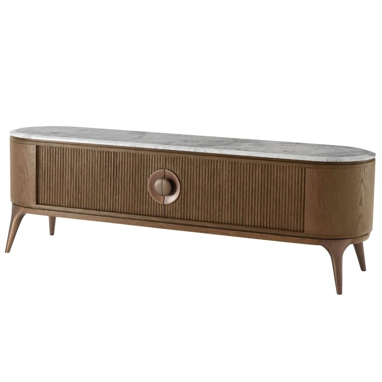 Theodore Alexander Cabinet Arena Marble Media in Caribbean Cask   Nicholas John Interiors