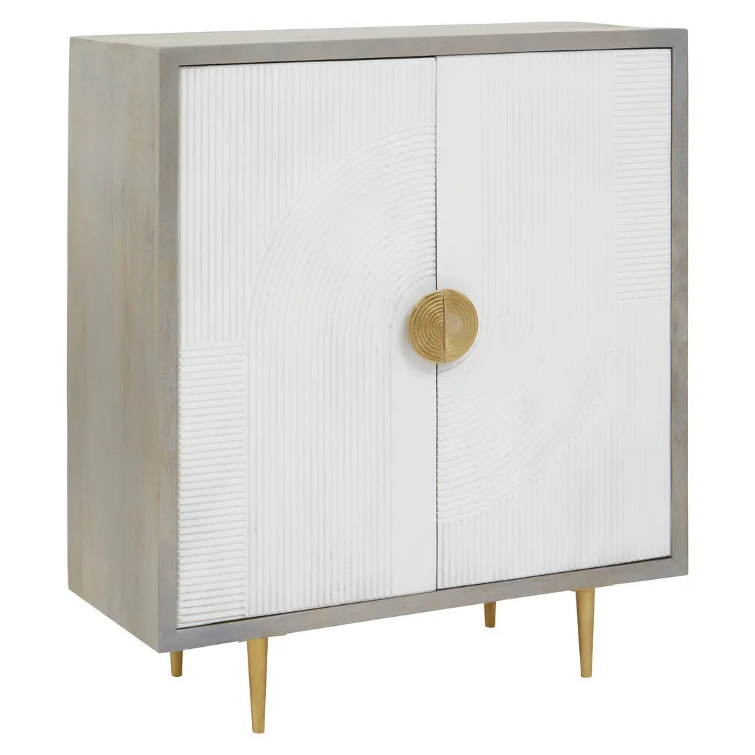 Sacchi Two Door Cream Cabinet with Gold Legs   Nicholas John Interiors