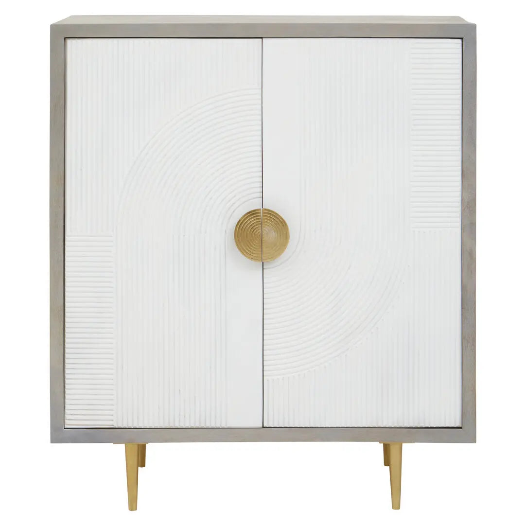 Sacchi Two Door Cream Cabinet with Gold Legs   Nicholas John Interiors