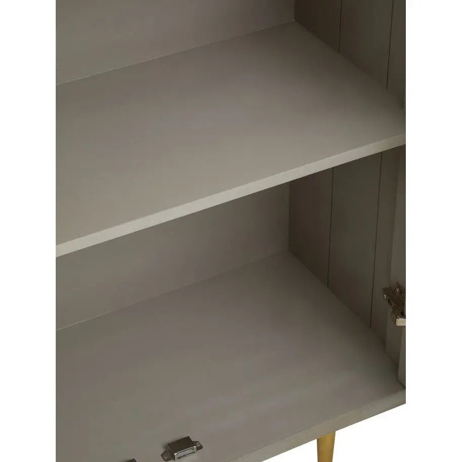 Sacchi Two Door Cream Cabinet with Gold Legs   Nicholas John Interiors