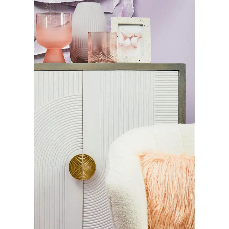 Sacchi Two Door Cream Cabinet with Gold Legs   Nicholas John Interiors