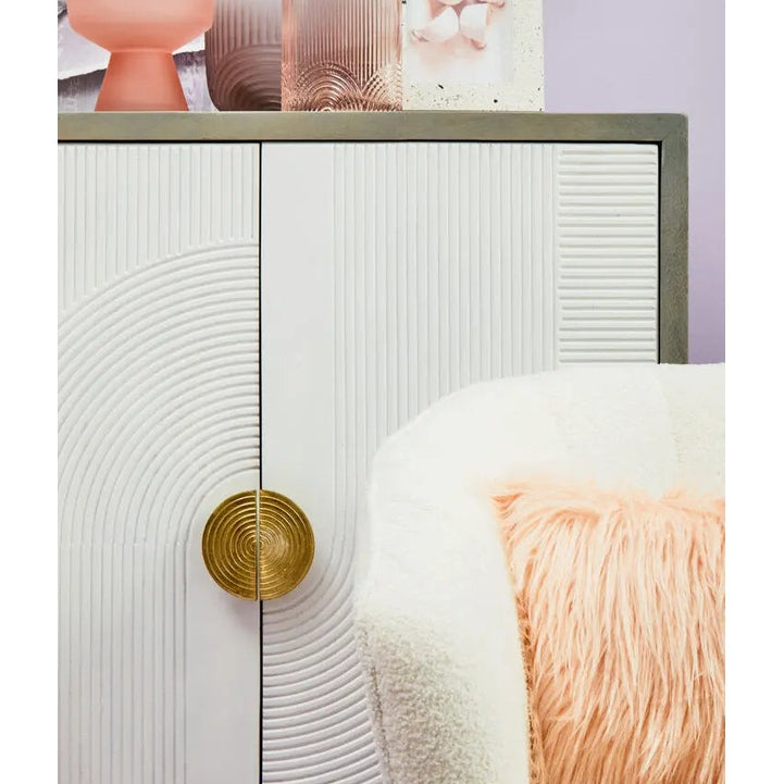 Sacchi Two Door Cream Cabinet with Gold Legs   Nicholas John Interiors