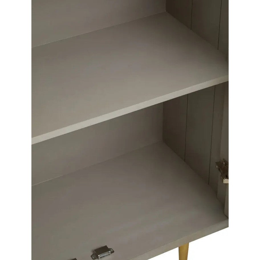 Sacchi Two Door Cream Cabinet with Gold Legs   Nicholas John Interiors