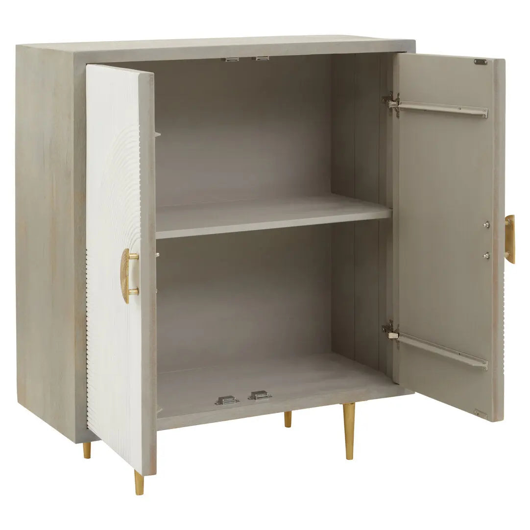 Sacchi Two Door Cream Cabinet with Gold Legs   Nicholas John Interiors