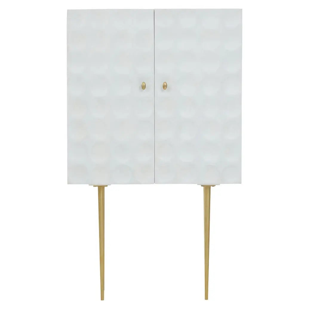 Sahuri Two Door Cream Cabinet with Brass Legs   Nicholas John Interiors