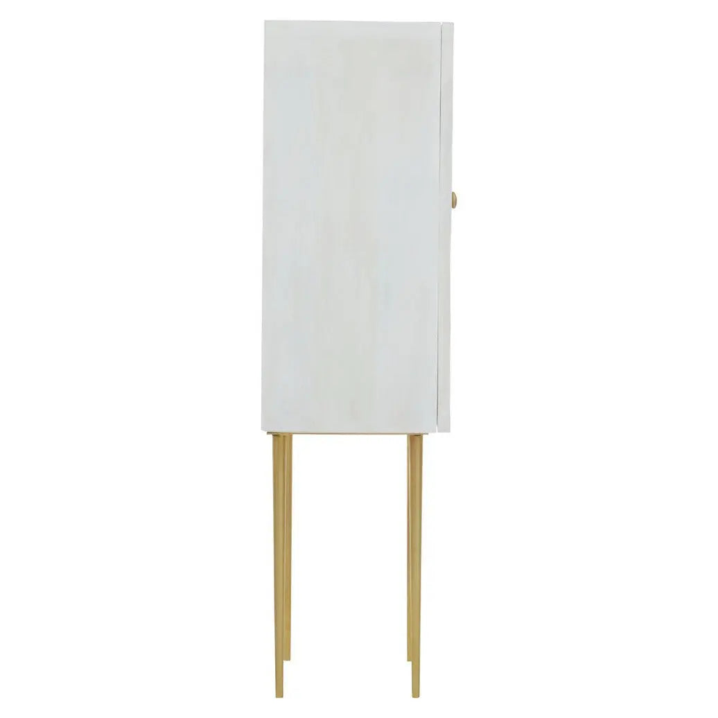 Sahuri Two Door Cream Cabinet with Brass Legs   Nicholas John Interiors