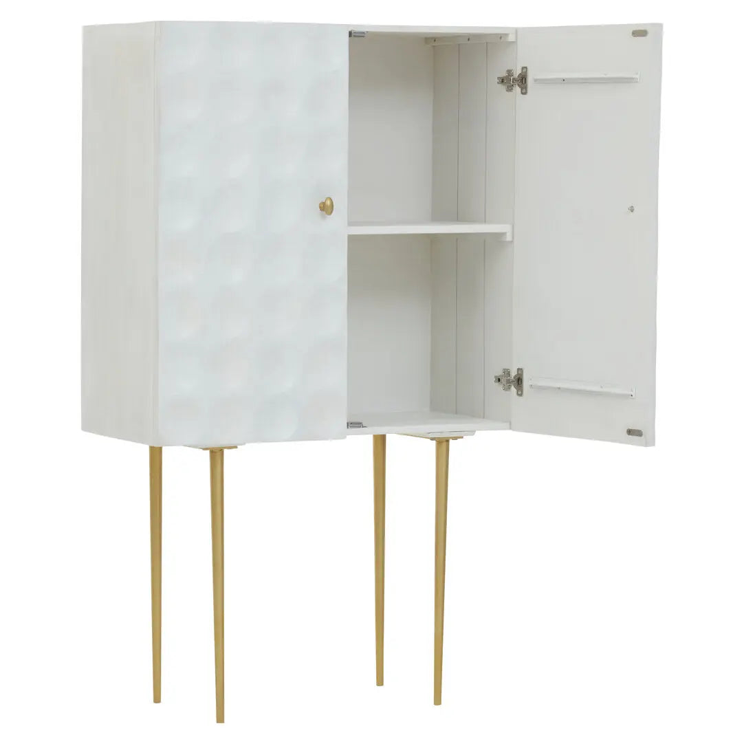Sahuri Two Door Cream Cabinet with Brass Legs   Nicholas John Interiors