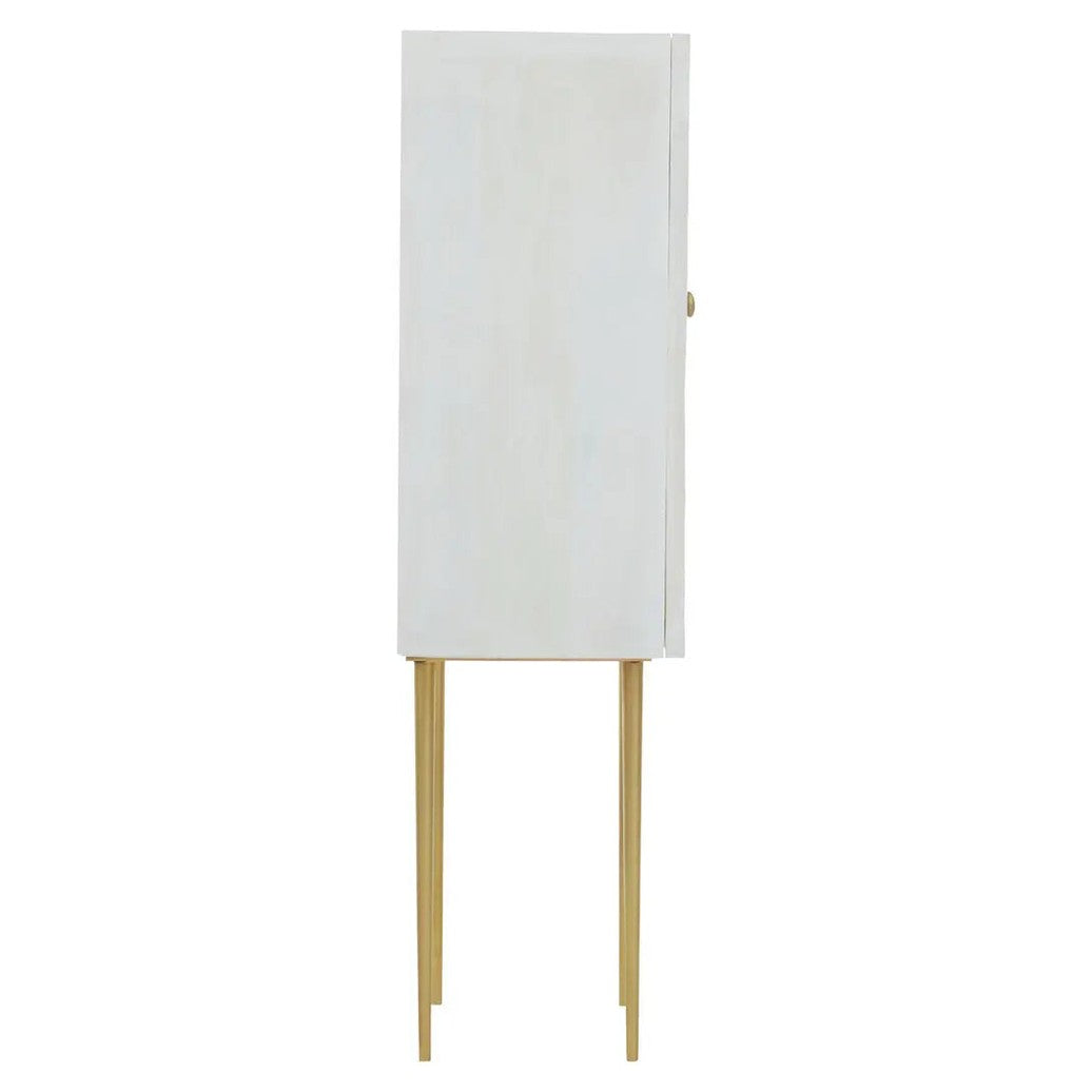 Sahuri Two Door Cream Cabinet with Brass Legs   Nicholas John Interiors