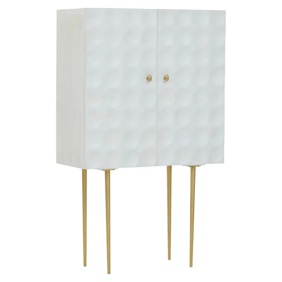 Sahuri Two Door Cream Cabinet with Brass Legs   Nicholas John Interiors