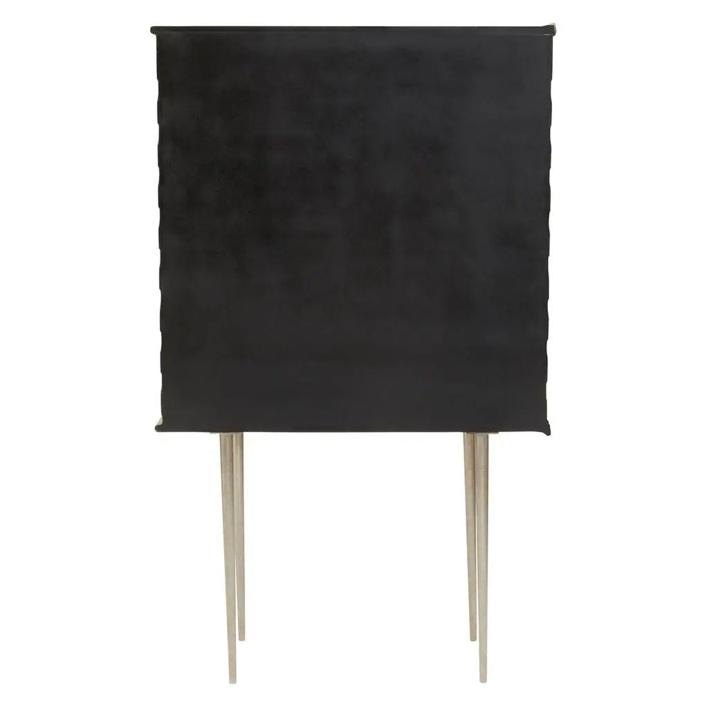 Saina Two Door Gold and Silver Chevron Cabinet   Nicholas John Interiors