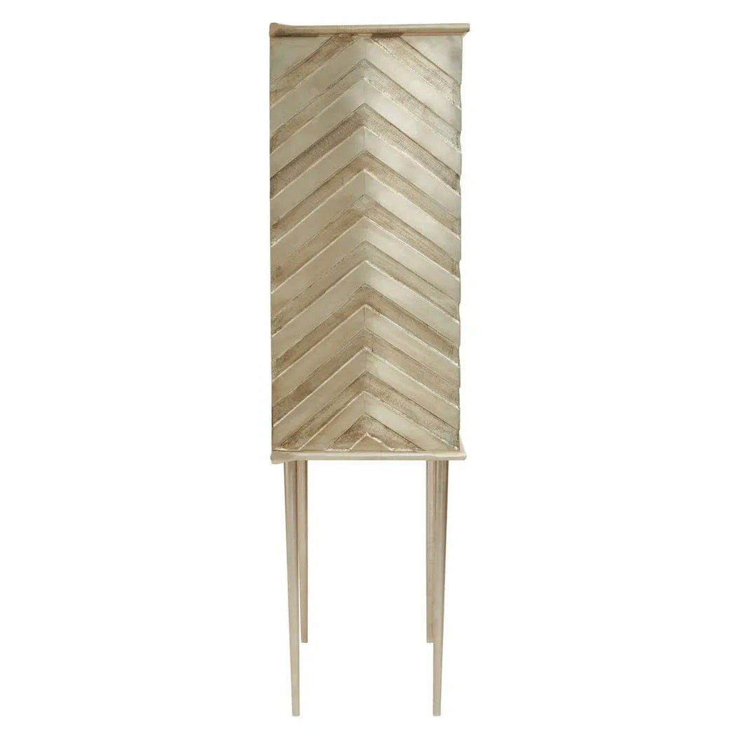 Saina Two Door Gold and Silver Chevron Cabinet   Nicholas John Interiors