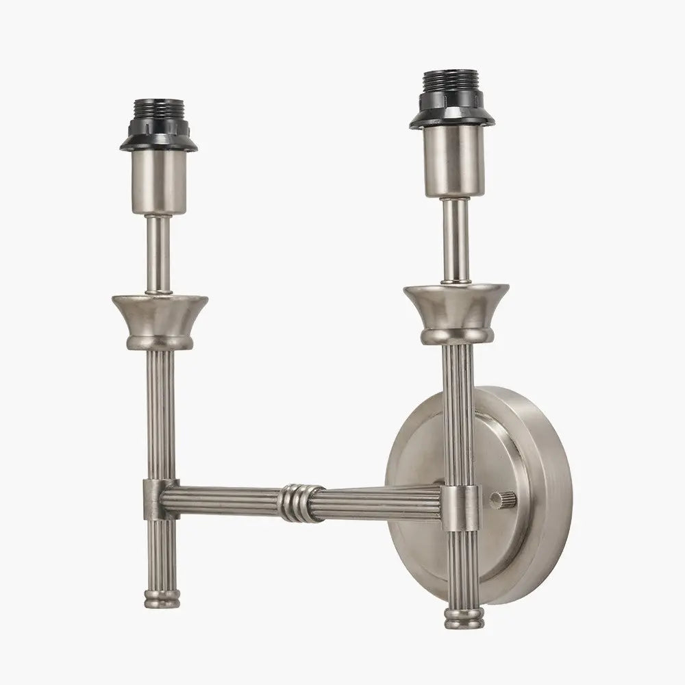 Salvatore Antique Silver Metal Double Wall Light   Nicholas John Interiors