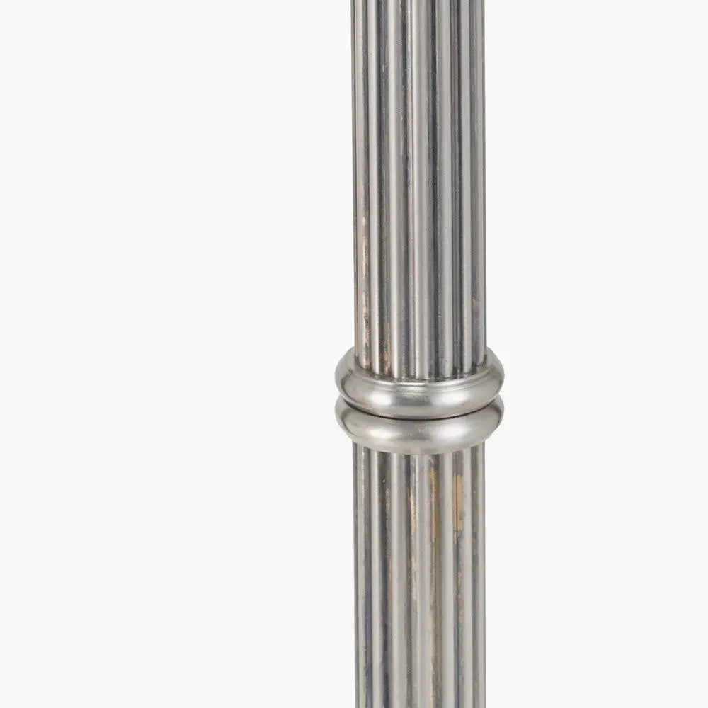 Salvatore Antique Silver Metal Floor Lamp Base   Nicholas John Interiors