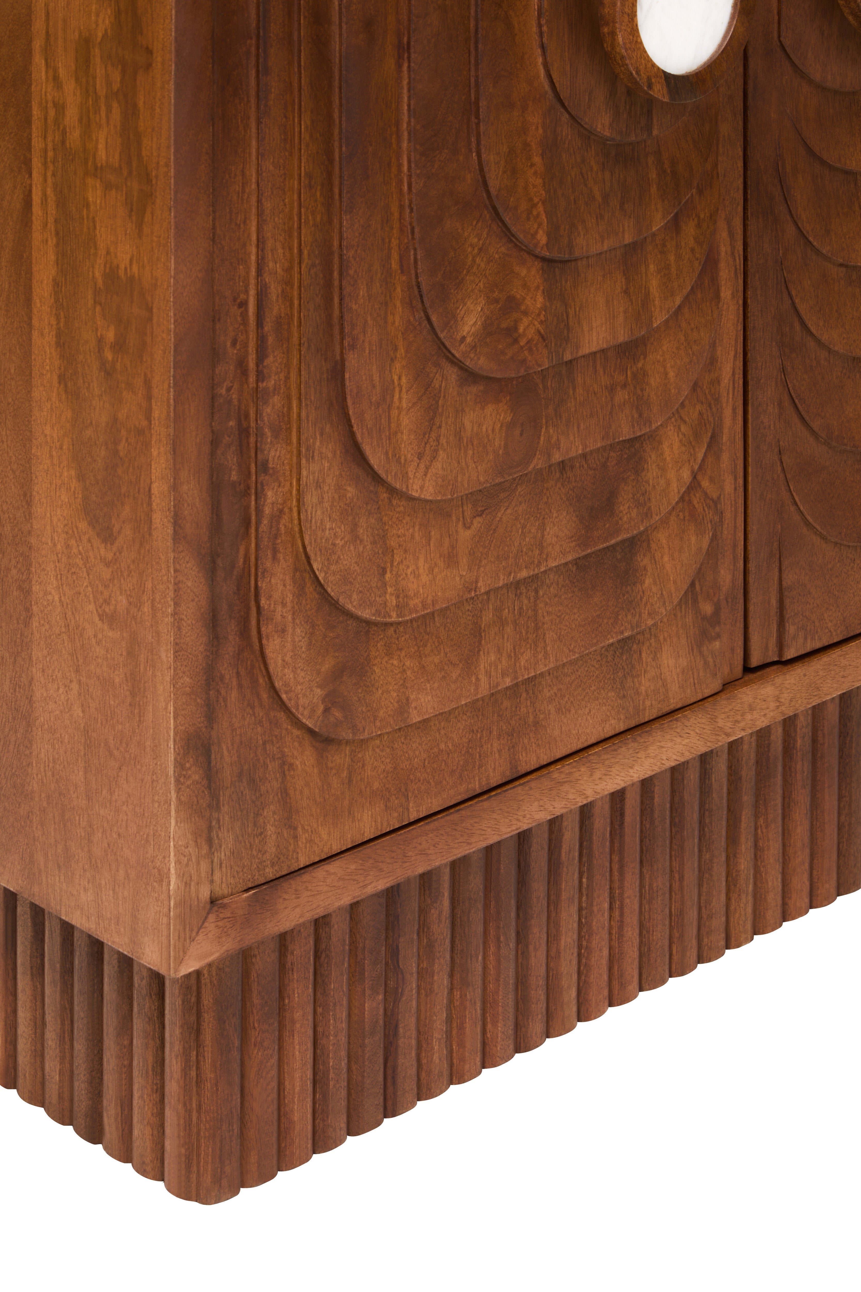 Sangra Two Door Mango Wood Carved Cabinet  Nicholas John Interiors
